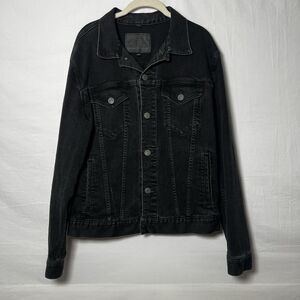 American Eagle Black Classic Street Style Denim Trucker Jacket Men’s L Button Up